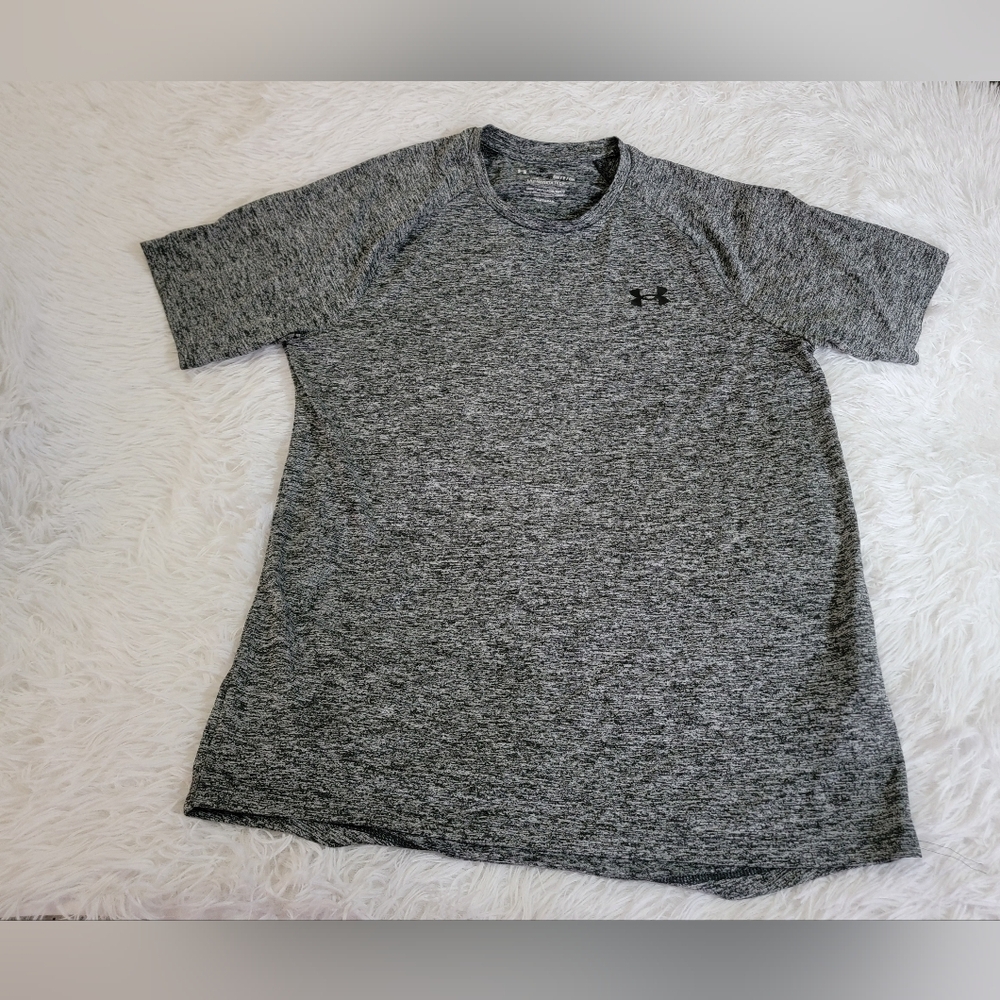 Under Armour Loose Fit Men's Heathered Black Tee Small - Picture 5 of 13
